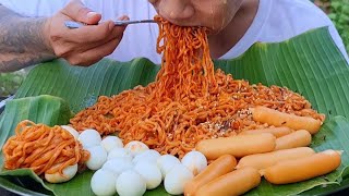 2×spicy noodles ၅ ထုပ်နဲ့ငုံးဥဆိုက်ကော်ချိစ် ကုန်အောင်စားနိုင်ပါ့မလား 🔥🥵 [upl. by Crosby143]