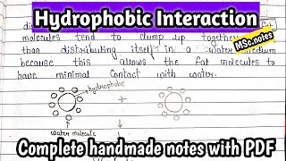 Hydrophobic Interaction  surface chemistry  detail hand made notes  KanhaiyaPatel [upl. by Assenov]