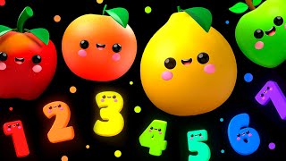 DANCING FRUIT with the Numbers 🍎🍊🍋‍🍏🍇 Sensory Video [upl. by Idolla]