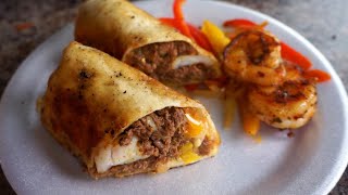 Beef amp Shrimp Burrito Recipefull recipe on Ray Macks Kitchen and Grill [upl. by Ehcor298]