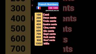 NUMBERS IN FRENCH1001000🇫🇷french languageeasyfrenchfrenchstudyfrenchlanguage vocabulary [upl. by Esidnak]