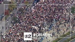 Thousands march from Brooklyn to Manhattan in proPalestinian rally [upl. by Terrab]