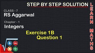 Integers Class 7 Exercise 1B Question 1  RS Aggarwal  Learn Maths [upl. by Lawton]