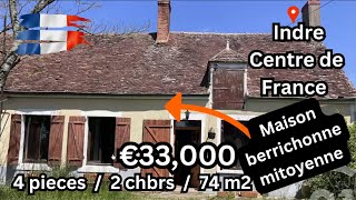 ENG SUB Indre Centre France  € 33000  Maison berrichonne 4 pieces 74 m2 terrain 887 m2 [upl. by Janenna811]