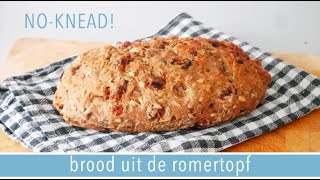 Brood uit de römertopf🍞 zonder te kneden  RENSKES RECEPTEN [upl. by Elberfeld]