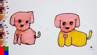 How To Draw A Cute Puppy Easy Drawing for Kids 🐕  kawaii drawingparty [upl. by Erny51]