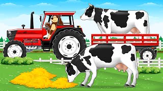 Farm Works Tractor Trailer for Transporting Milk from Dairy Cows  Vehicles Farm Life Animated [upl. by Sup]