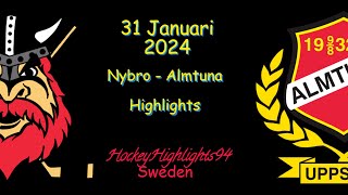 NYBRO VS ALMTUNA  31 JANUARI 2024  HIGHLIGHTS  HOCKEYALLSVENSKAN [upl. by Tijnar]