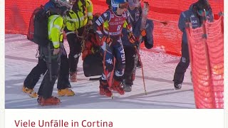 Ski Alpin Crashes at Womens Downhill in Cortina dAmpezzo 2024 [upl. by Onafets]