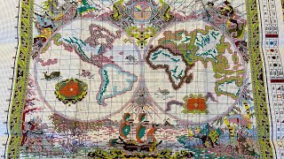 Cross stitch Old World Map crossstitch stitchwithme flosstube [upl. by Rhoda]