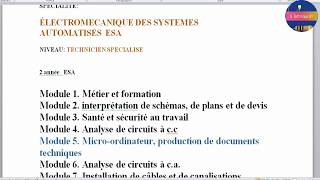 les modules 2éme année ESA TS électromecanique des systemes automatisés [upl. by Jessalin74]