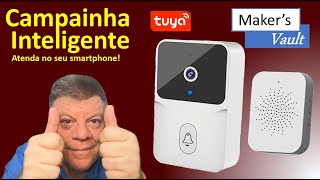 Campainha Inteligente com câmera WiFi padrão Tuya Atenda pelo smartfone [upl. by Greggs]