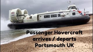 Passenger Hovercraft arrives  departs Portsmouth beach Isle of Wight UK [upl. by Assirac]