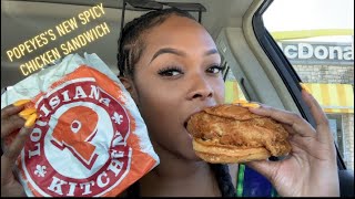 TRYING POPEYES NEW SPICY CHICKEN SANDWICH [upl. by Danika]