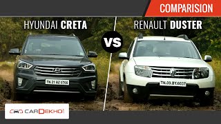 Hyundai Creta vs Renault Duster  The Perfect SUV Faceoff  Comparison [upl. by Aicercal560]