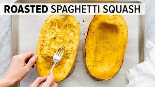 HOW TO COOK SPAGHETTI SQUASH  easy roasted spaghetti squash recipe [upl. by Irem]