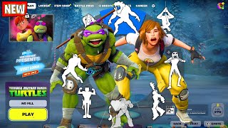 TMNT Donatello amp April ONeil doing all BuiltIn Emotes and Funny Dances in Fortnite シ [upl. by Renado]