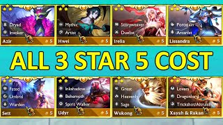 Set 11 ALL 5 Cost Units 3 Star ⭐⭐⭐ [upl. by Erialcyram]