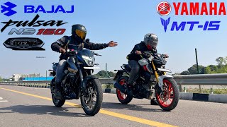 Bajaj Pulsar NS160 2024 vs Yamaha MT15 V3  Drag Race  expect result [upl. by Mackintosh]