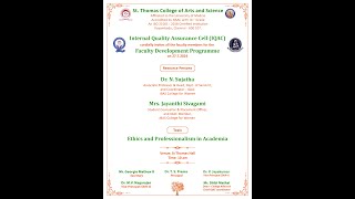 IQACFaculty Induction ProgramEthics and Professionalism in Academia [upl. by Dun230]