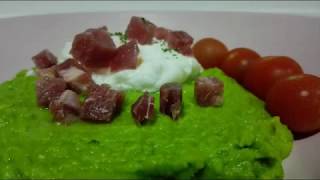 Crema de guisantes con taquitos de jamón y huevo escalfado [upl. by Jentoft]