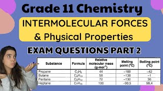 Grade 11 Intermolecular forces Exam Questions Part 2 [upl. by Socha946]