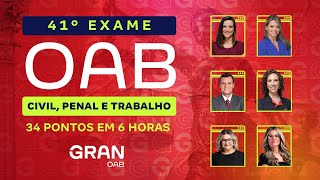 1ª fase do 41º Exame OAB Civil Penal e Trabalho 34 pontos em 6 horas [upl. by Suzanna]