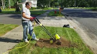 Sun Joe 135 Amp Electric Tiller Demo 1 [upl. by Adnaluoy]