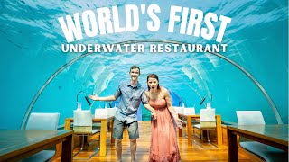 Worlds First Underwater Restaurant  Conrad Maldives Bucketlist Dining [upl. by Ymmij]