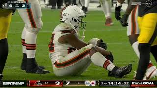 Nick Chubb serious knee injury vs Steelers no replay shown [upl. by Colon590]