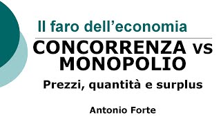 Lezione Concorrenza e Monopolio Differenze nei prezzi nelle quantità e nei surplus [upl. by Jollanta]