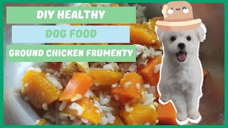 DIY Dog Food  Ground Chicken Frumenty  Dog Food Using Ground Chicken Squash and Carrots [upl. by Epolenep]