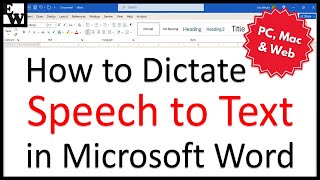 How to Dictate Speech to Text in Microsoft Word PC Mac amp Web [upl. by Dasteel989]