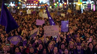 Thousands march for International Women’s Day in Spain as lawmakers debate sexual consent law [upl. by Jeconiah]