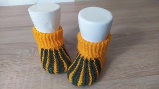 Очень простые пинеточки Gestrickte Babyschuhe für Neugeborene [upl. by Thant95]