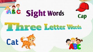 Three Letter WordsThree Letter Words In EnglishSight Words Phonics Words 3 Letter Words 4 Kids [upl. by Swan143]