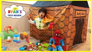 Pretend Play Food Toy Camping amp Fishing Fun Activities for Kids Cooking Kinder Egg Surprise Toys [upl. by Ronalda]