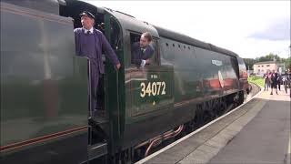 EAST LANCASHIRE RAILWAY  VISIT STEAM LOCOMOTIVE 34072  257 SQUADRON [upl. by Daenis]