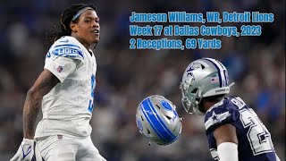 Jameson Williams Week 17 Every Target Catch and Run Detroit Lions at Dallas Cowboys NFL 2023 [upl. by Namolos]