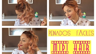 3 PEINADOS FÁCILES  PELO CORTO  MIDI HAIR [upl. by Punak]