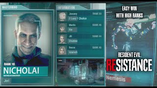 Nicholai Rank 16 Resident Evil Resistance VS High Rank Survivors Online Randoms【バイオハザードレジスタンス】3 [upl. by Kellyann]