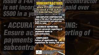 Subcontractors When to issue a T4A for your subcontractor shorts booksinline subcontractors [upl. by Dorin401]