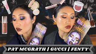 ВСЕ ЛИЦО ПЕРВЫХ ВПЕЧАТЛЕНИЙ  PAT MCGRATH MIDNIGHT SUN  блеск помада румяна FENTY  пудра GUCCI [upl. by Alleahcim]