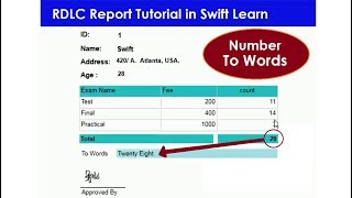 RDLC report in aspnet c 4 number to word in rdlc report convert number to word in rdlc [upl. by Nido177]