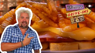 Guy Fieri Tries the Horseshoe Sandwich in Illinois  Diners DriveIns and Dives  Food Network [upl. by Anitsej199]