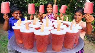 Kuchi Ice Recipe in Tamil  Grape Kuchi Ice  Homemade Grape Milkshake  Village Fun Cooking [upl. by Ahsekel136]