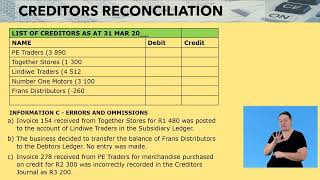 Accountancy Grade 10 Creditors Reconciliation Video 2 Seg 2 [upl. by Elam]