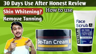 Ustraa De Tan Cream  Ustraa De Tan Face Scrub  How to use De Tan Cream De Tan Face Scrub [upl. by Nikoletta769]