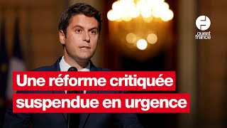 Législatives 2024  Gabriel Attal suspend la réforme de lassurance chômage [upl. by Haduj]