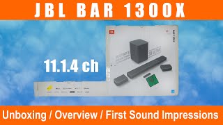 JBL Bar 1300X Unboxing  Overview  First Sound Impressions [upl. by Ealasaid]